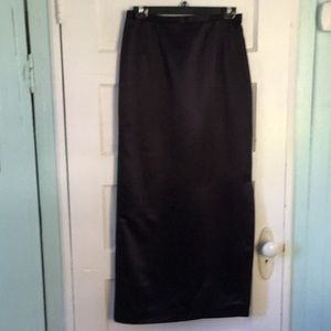 Talbots black satin maxi skirt s 8 side slit